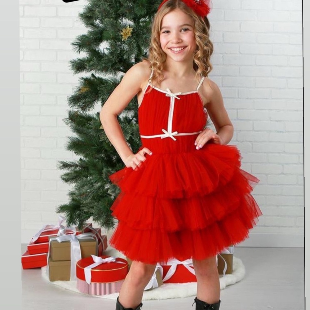 Red Tulle Layered Kids Costume Dress